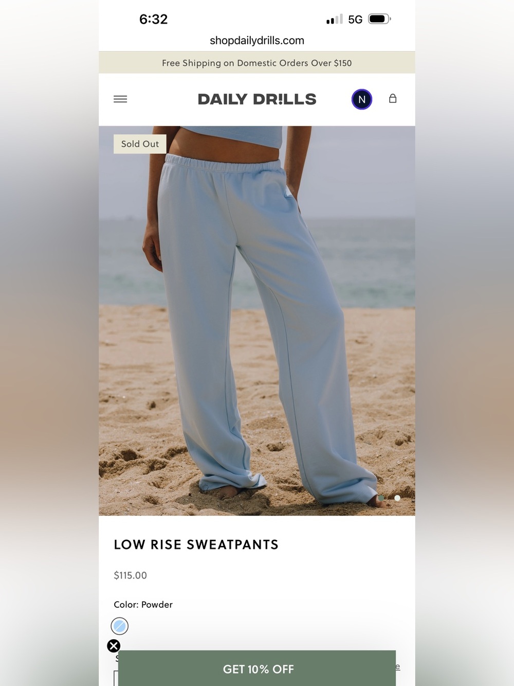 Daily Drills Powder Blue Wide-Leg Sweatpants